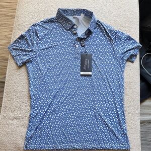 Sleek Blue Patterned Polo Shirt by [State and Liberty]